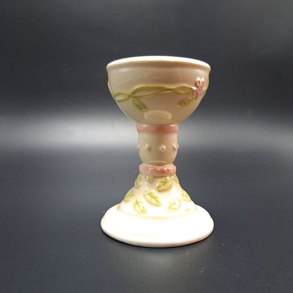 Department 56 Decorative Floral Ceramic Egg Cup Green Pink